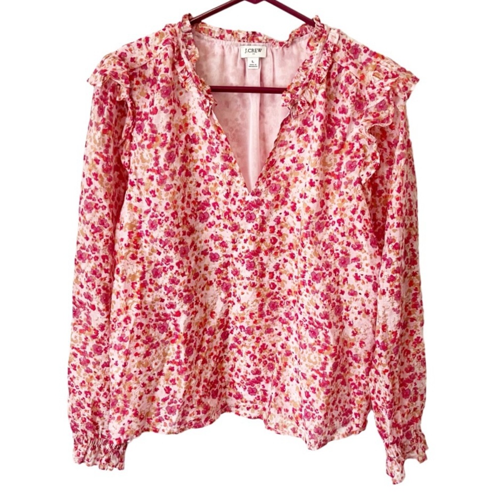 J. Crew Pink Floral Blouse